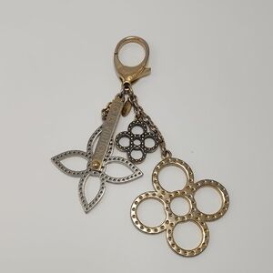 Louis Vuitton Floral Bag or Key Chain Charm Gold, Silver And Black With Serial #